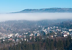 Warstwa mgły związana z inwersją, nad Kudową-Zdrojem